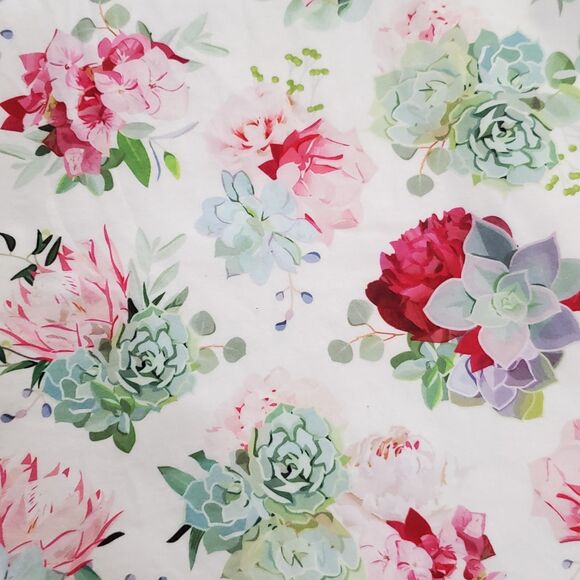 Sugar Bee Womens Sz XL Pajama Shorts Set Pink Succulent Button Front - Picture 12 of 16